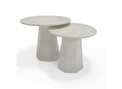 Designer Couchtisch Set 2x runde Tische Holz modern stilvolle Möbel Wohnzimmer