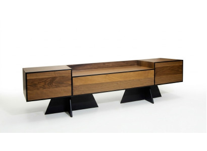 Brauner TV-Ständer edles Designer Lowboard aus Holz stilvolle Möbel Wohnzimmer