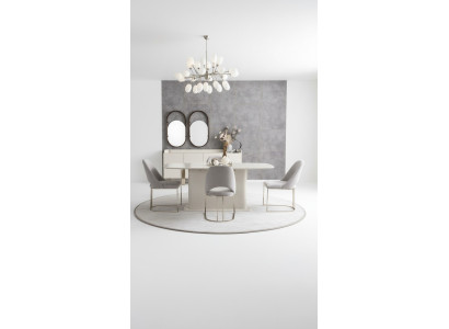 Esszimmer Set Esstisch Polsterstühle Gruppe Sideboard 2x Spiegel Garnitur 8tlg