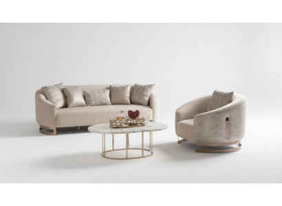 Couchgarnitur Wohnzimmer Set Sofa 3 Sitzer Sessel Couchtisch Luxus Gold