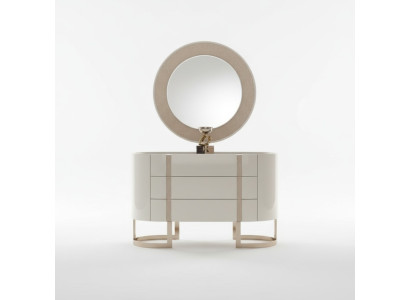 Kommode Schrank Sideboard Verspiegelt Glatt mit Spiegel Runder Edelstahl