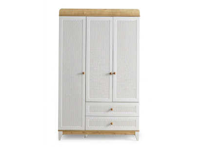 Design Kleiderschrank Holzschrank Schrank Möbel Holz Weiß Neu