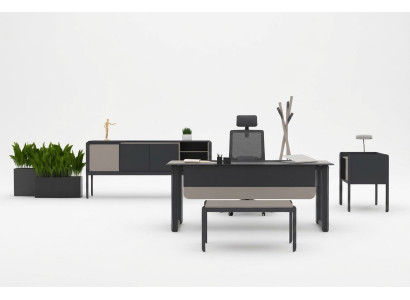 Arbeitszimmer Set Schreibtisch Büroschrank Kommode Couchtisch Antrazhit