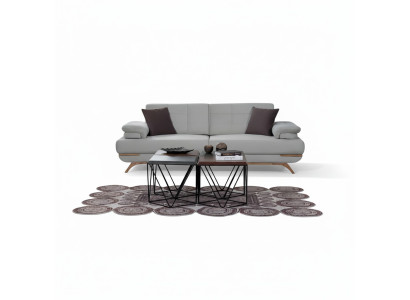 Design Sofa 3-Sitzer Grau Polster Couch Wohnzimmer Modern Holzfüße Elegant