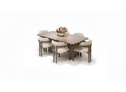 Esszimmer-Set aus Holz in Beige modern elegant mit Esstisch