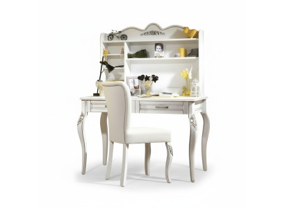 Elegantes Weißes Schlafzimmer-Set mit Schreibtisch und Stuhl aus Holz