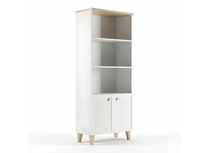 Elegantes weißes Bücherregal aus Holz im modernen Stil