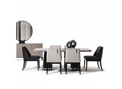 Elegantes 5-tlg. Esszimmer Set aus Holz und Textil in Beige