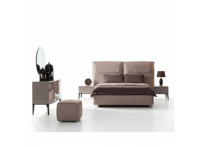Elegantes Beiges Schlafzimmermöbel-Set aus Holz mit modernem Design