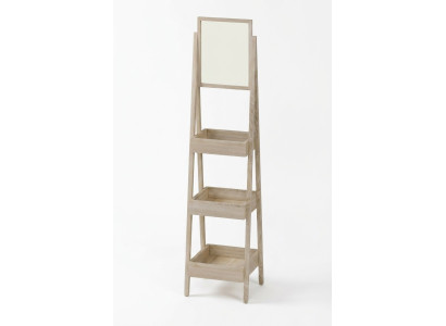 Elegantes Beiges Regal mit Spiegel aus Holz und Glas