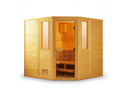 Traditionelle Sauna mit Elektro-Ofen Saunaraum Massivholzsauna Dampfsauna