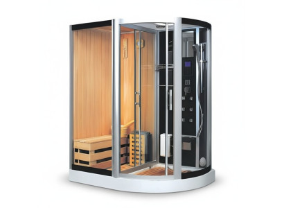 Wellnesskabine Sauna mit Dampfdusche Multifunktionsdusche Kombisauna 172x110 cm