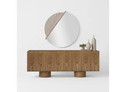 Elegantes braunes Esszimmer Set mit Sideboard und Spiegel in modernem