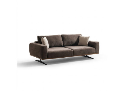 Elegantes braunes 3-Sitzer-Sofa aus Holz in modernem Design