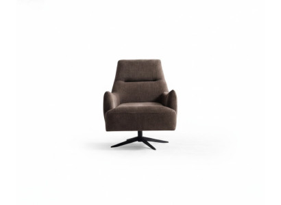 Moderner brauner Stoffsessel mit Holzrahmen, stilvolles Design