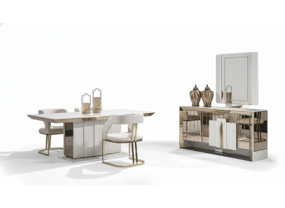 Modern Einrichtung Weiß Set Möbel Esstisch 4х Stühle Design Hochwertig Möbel