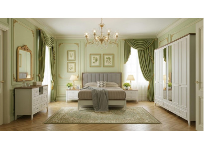 Weiße Schlafzimmergarnitur Doppelbett Kommode 2x Nachttische Set