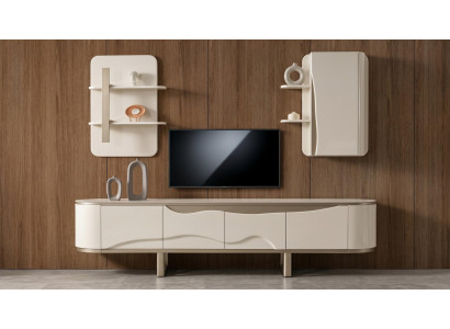 Wohnwand set TV-Lowboard Wandregal Hängeschrank Minimalistisch Edel
