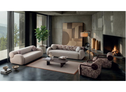 Wohnzimmer Polstergarnitur Stoff 3-Sitzer Sofa Stoffsessel Modern