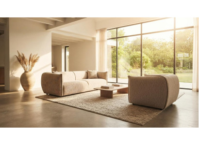 Wohnzimmer Polstergarnitur Stoff Modernes 3-Sitzer Sofa Sessel Set Neu