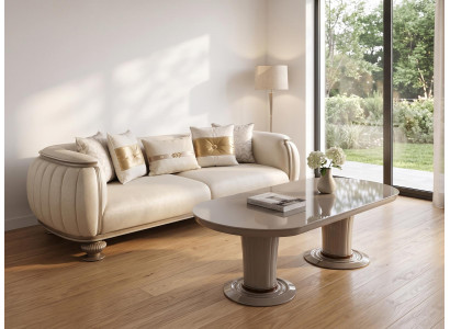 Wohnzimmer set 3-Sitzer Sofa Couchtisch Weiß Modern Stil Komfortabel