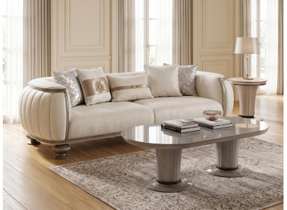 Wohnzimmer set 3-Sitzer Sofa Couchtisch Beistelltisch Weiß Modern