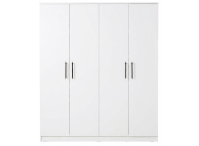 Weißer 4-türiger Kleiderschrank stilvoller Holzschrank Schlafzimmer