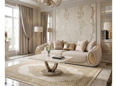 Wohnzimmer set 3-Sitzer Sofa Couchtisch Beige Modern Stil Hochwertig