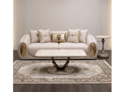 Wohnzimmer set 3-Sitzer sofa Couchtisch Beistelltisch Beige Modern