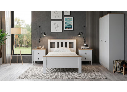 Weißes Jugendzimmer Bett Kleiderschrank Nachttische modern Schlafzimmer
