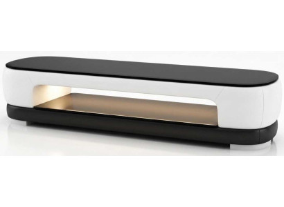 Weißes TV Lowboard Kunstleder Holz Medienkonsole Wohnzimmer Design