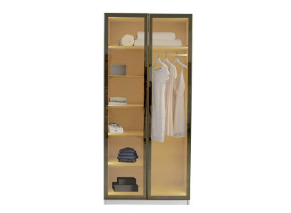 Vitrine Schrank Modern Beige Glas Design Luxus Beleuchtung Regalfächer