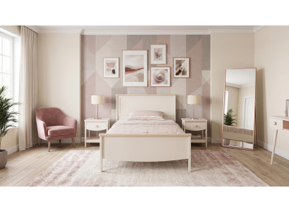 Weißes Jugendzimmer Bett Nachttische Schlafzimmer moderner Stil Teenager