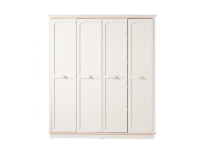 Weißer 4-türiger Kleiderschrank Jugendschrank Holzschrank Jugendzimmer modern
