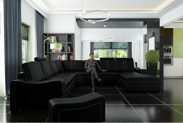 XXL LEDERSOFA LEDERCOUCH LEDERECKSOFA WOHNLANDSCHAFT ECKSOFA NEU GARNITUR SOFA