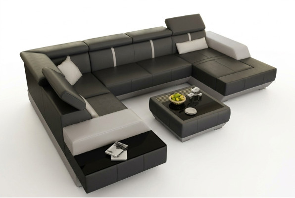 Ledersofa Wohnlandschaft Couch Sofa Ecksofa Eckcouch Ledercouch Poster Ecke-Sofa