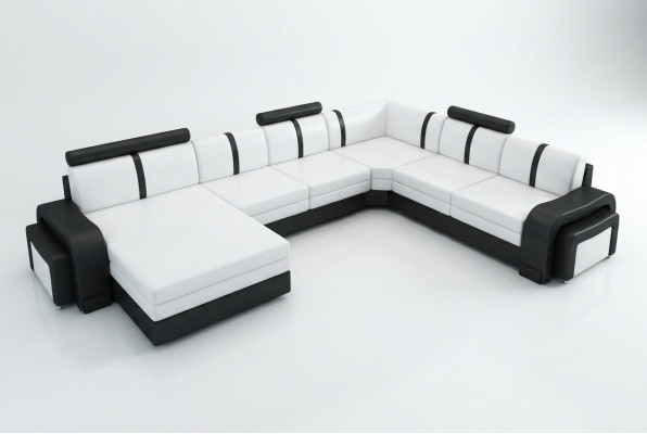 Designer Wohnlandschaft Sofa Polster Ledersofa Ecksofa Couch Ledergarnitur NEU