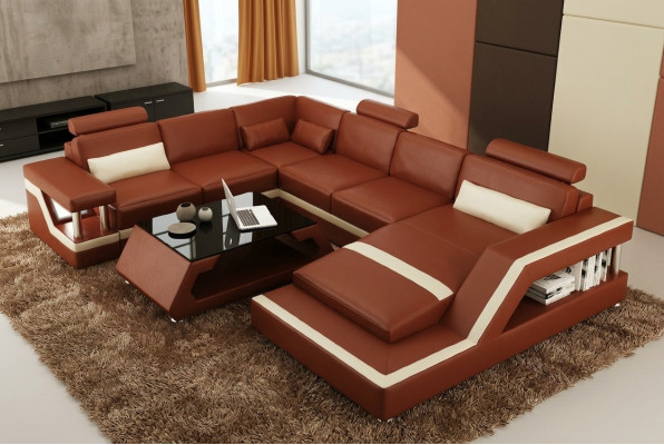 Wohnlandschaft Big Modernes Ledersofa Couch Patentiert Designer Sofa HAMBURG XXL