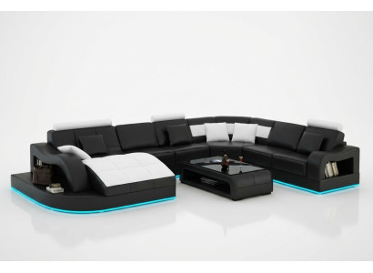 Ledersofa Couch Wohnlandschaft Ecksofa Eck Garnitur Design Modern Sofa L6015B