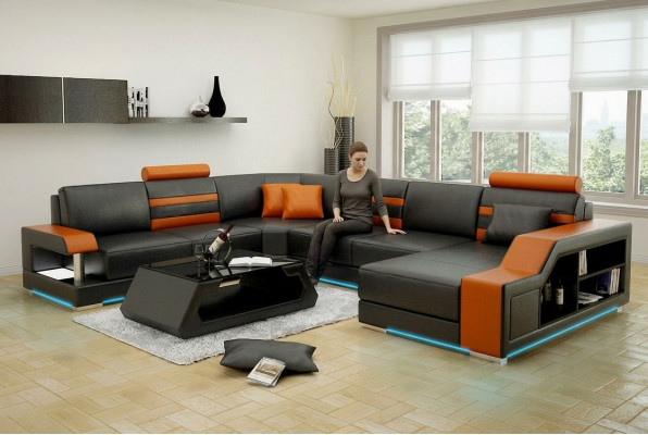Ledersofa Couch Wohnlandschaft Ecksofa Eck Garnitur Design Modern Neu Sofa L6016
