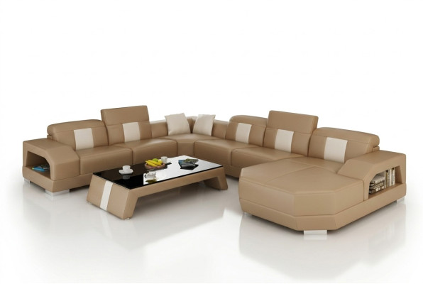 Ledersofa Couch Wohnlandschaft Ecksofa Eck Garnitur Design Modern Sofa R7003 Neu