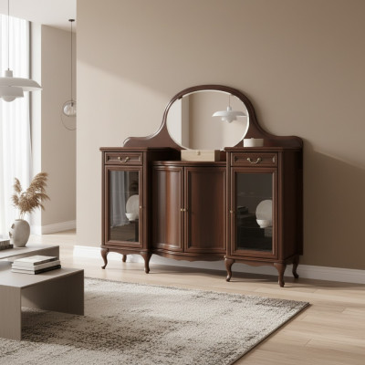  Klassischer Antik Holz Standspiegel Stand Spiegel Model W-NL-Kr Aufsatz Spiegel 
