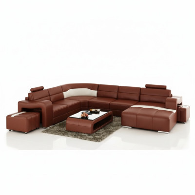 Wohnlandschaft Couch Polster Eck Garnitur Designer Ledersofa Big Sofa Neu PISA
