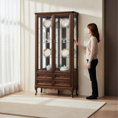 Klassische Vitrine Schrank Italienische Möbel Vitrinenschrank Vitrinen Neu W-W2