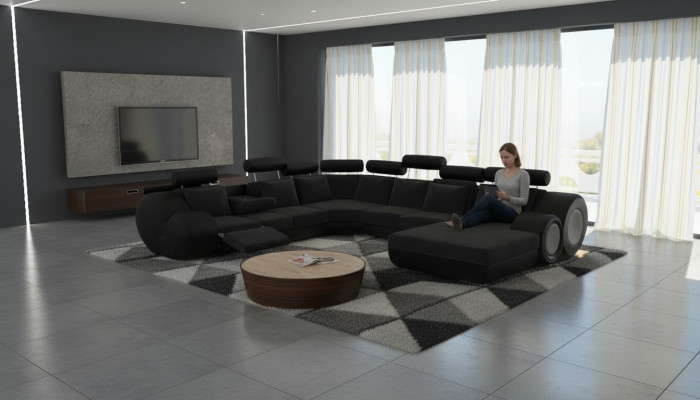 Sofa Designer Wohnlandschaft U-Form Couch Ecksofa Polster Garnitur Eckgarnitur