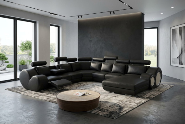 Sofa Designer Wohnlandschaft U-Form Couch Ecksofa Polster Garnitur Eckgarnitur