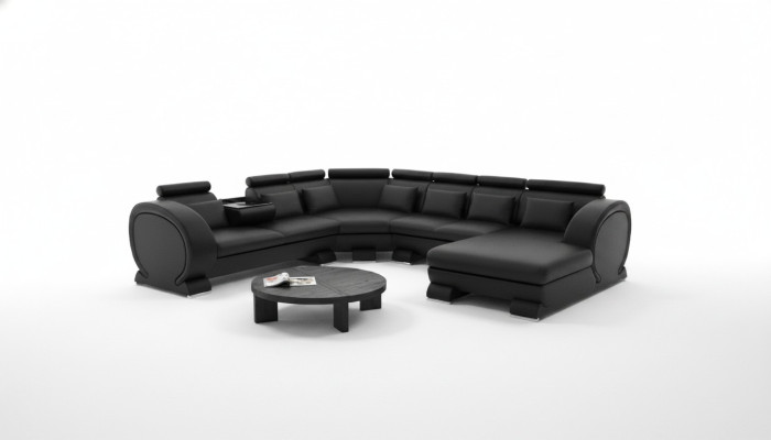 Ecksofa Sofa Wohnlandschaft Couch Leder Sofas Eck Garnitur Vigo-K U Form Neu