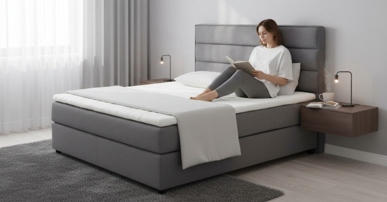 Continental Textil Bett Boxspring Bett Betten Polster Hoch Doppel Leder