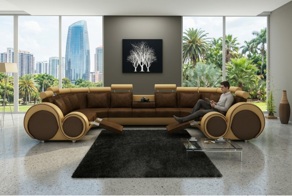 Ecksofa Wohnlandschaft Polster Couch Sitz Eck Garnitur Textil Leder Stoff XXL