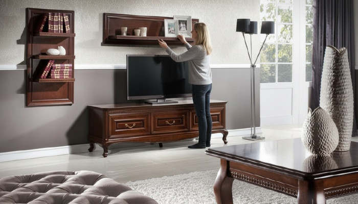 Komplett Wohnzimmer Klassisch Couchtisch Regal RTV Tisch Regal Kommode - Verona